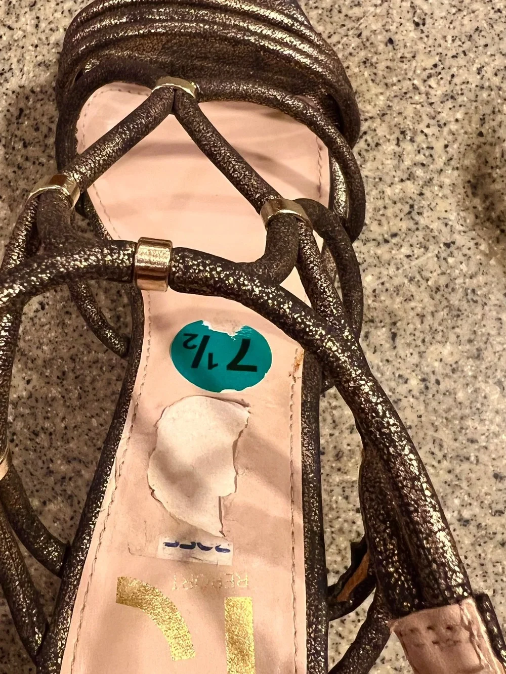 Metallic Bronze Strappy Platform Sandals - Women